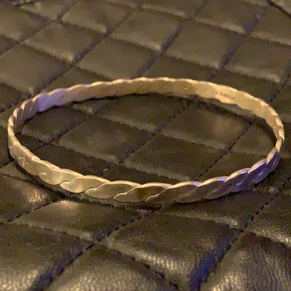 Vintage Sterling Silver 925 Twisted Flat Bangle Bracelet - Picture 6 of 8